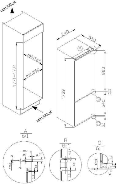 Amica EKGCS 387 921 Einbau-Kühl-/Gefrierkombination